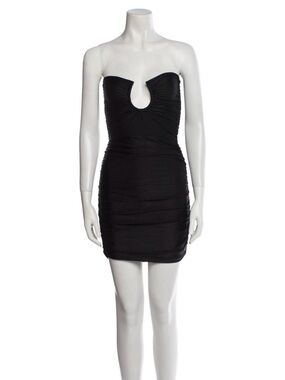 Baobab Collection Black Strapless Keyhole Ruched Mini Dress